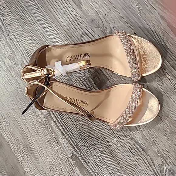 DREAM PAIRS Open Toe High Heels Stiletto Heeled Size 7 Champagne-rhinestone - Picture 5 of 8
